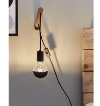 Hänge Wandlampe Kian mit Holzarm für dekoratives Leuchtmittel mit Textilkabel Paulmann 78914