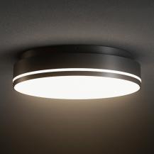 Umschaltbare moderne LED-Deckenlampe SPLIT ø27cm schwarz 18/24W 3000/4000K IP54 Sigor