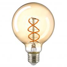 Sigor E27 dimmbare Curved Globe LED-Kugellampe in Gold 4W wie 25W extra warmweißes Licht 1800K