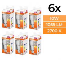 6 x OSRAM LED Glühbirne mattiert E27 10W wie 75W warmweiße Wohnbeleuchtung