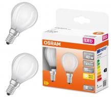 2er Pack OSRAM Matte E14 LED Tropfen Lampe 4W wie 40 Watt warmweißes Licht blendreduziert