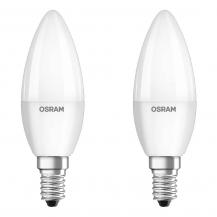 2er Pack OSRAM E14 LED Base Classic Lampen Kerzenform matt 4,9W wie 40W warmweißes Licht