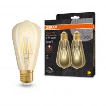 2er Pack OSRAM E27 LED VINTAGE Glühlampe in EDISON Kolbenform GOLD dimmbar 6,5W wie 55W extra warmweißes gemütliches Licht