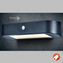 LEDVANCE Wandleuchte Endura Style Oval Wall Solar & Sensor in Schwarz aus Aluminium 3000K