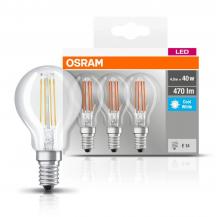  3er Pack Osram E14 BASE LED Leuchtmittel Filament 4W wie 40W Neutralweißes Licht