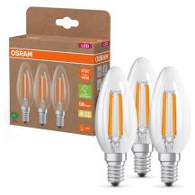 3er Set Osram E14 LED Kerzenlampe CLASSIC besonders effizient klar 2,2W wie 40W 2700K warmweißes Licht - Sehr gute Energieeffizienz