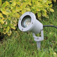 ChiliTec Gartenleuchte "CT-GS10", silbergrau 230V, 1,5m Kabel+Erdspieß, GU10 Fassung
