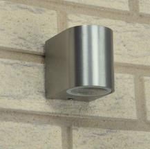 ChiliTec Außen-Wandleuchte "CTW-1" für 1x GU10, IP44, Edelstahl poliert