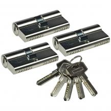 ChiliTec Schließzylinder-Set 3x 60mm (30+30mm) Profil-Zylinder, 5 Sicherheits-Schlüssel