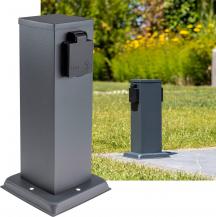 ChiliTec Steckdosensäule 2-fach, IP44, Anthrazit 250V~/ 16A, 13x13x27cm