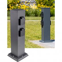 ChiliTec Steckdosensäule 4-fach, IP44, Anthrazit 250V~/ 16A, 13x13x40cm