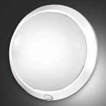 Schlichte italienische Wandleuchte Armilla mit Bewegungssensor in Weiss IP44 Fabas Luce