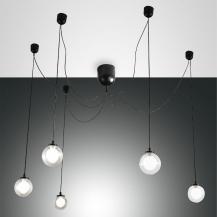 Blog 5-flammige dimmbare LED Pendelleuchte in Schwarz aus Borsilicatglas von Fabas Luce