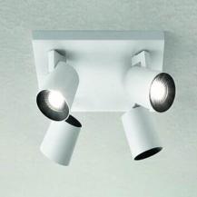 Modo 4-flammiger schwenkbarer Deckenstrahler in Weiß mit Zierringen in weiß von Fabas Luce