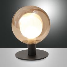 Teramo LED Tischleuchte in Amber mit Touchdimmer von Fabas Luce in markanter Doppelglasausführung