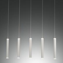 Prado 5-flammige LED Pendelleuchte im Röhrenstil mit Ober- und Unterlicht in Weiß dimmbar von Fabas Luce