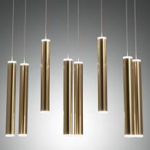 Prado 8-flammige LED Pendelleuchte im Röhrenstil mit Ober- und Unterlicht in Schwarz/Messing dimmbar von Fabas Luce