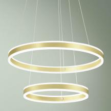 Palau LED-Pendelleuchte in Doppel-Ringform in Gold up&downlight dimmbar Ø40+60cm von Fabas Luce
