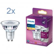 2er Sparpack PHILIPS LED Strahler GU10 3.5W wie 35W mit 36°-Abstrahlwinkel warmweisses Licht