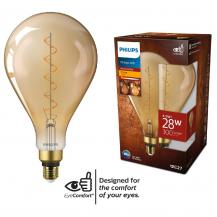 Philips E27 LED Filament Lampe im vintage Design 4,5W wie 28W 1800K extra warmweißes Licht - Bernstein/Gold