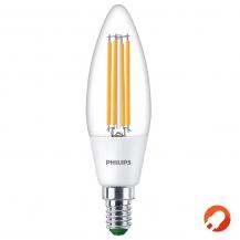 Besonders effiziente PHILIPS E14 LED Filament Lampe in Kerzenform 2,3W wie 40W warmweißes Licht 3000K - Beste Energie Effizienz Klasse