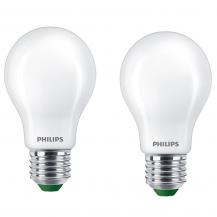 Aktion: Nur noch angezeigter Bestand verfügbar - 2er Pack PHILIPS Classic E27 Ultra Efficientes LED Leuchtmittel 4W wie 60W warmweißes Licht 2700K matt