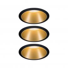 Paulmann 93404 Einbauleuchte Set Cole Coin 3StepDim rd starr LED 3x6.5W 2700K schwarz/gold