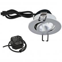 EVN LED Decken-Einbaustrahler mit neutralweißem Licht dimmbar rund schwenkbar feuchtraumgeeignet chrom matt IP65 8.4W 4000K 1060lm 90Ra EinbauØ68