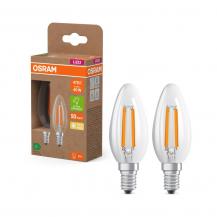 2er Set Osram E14 LED Kerzenlampe CLASSIC besonders effizient klar 2,2W wie 40W 2700K warmweißes Licht - Sehr gute Energieeffizienz