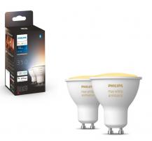 2er Pack Philips Hue Warm White GU10 LED Leuchtmittel 4,3W wie 35W dimmbar Bluetooth- und ZigBee-Steuerung