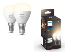 2er Pack Philips Hue White E14 LED Lampen in Tropfenform 5,7 Watt dimmbares warmweißes Licht